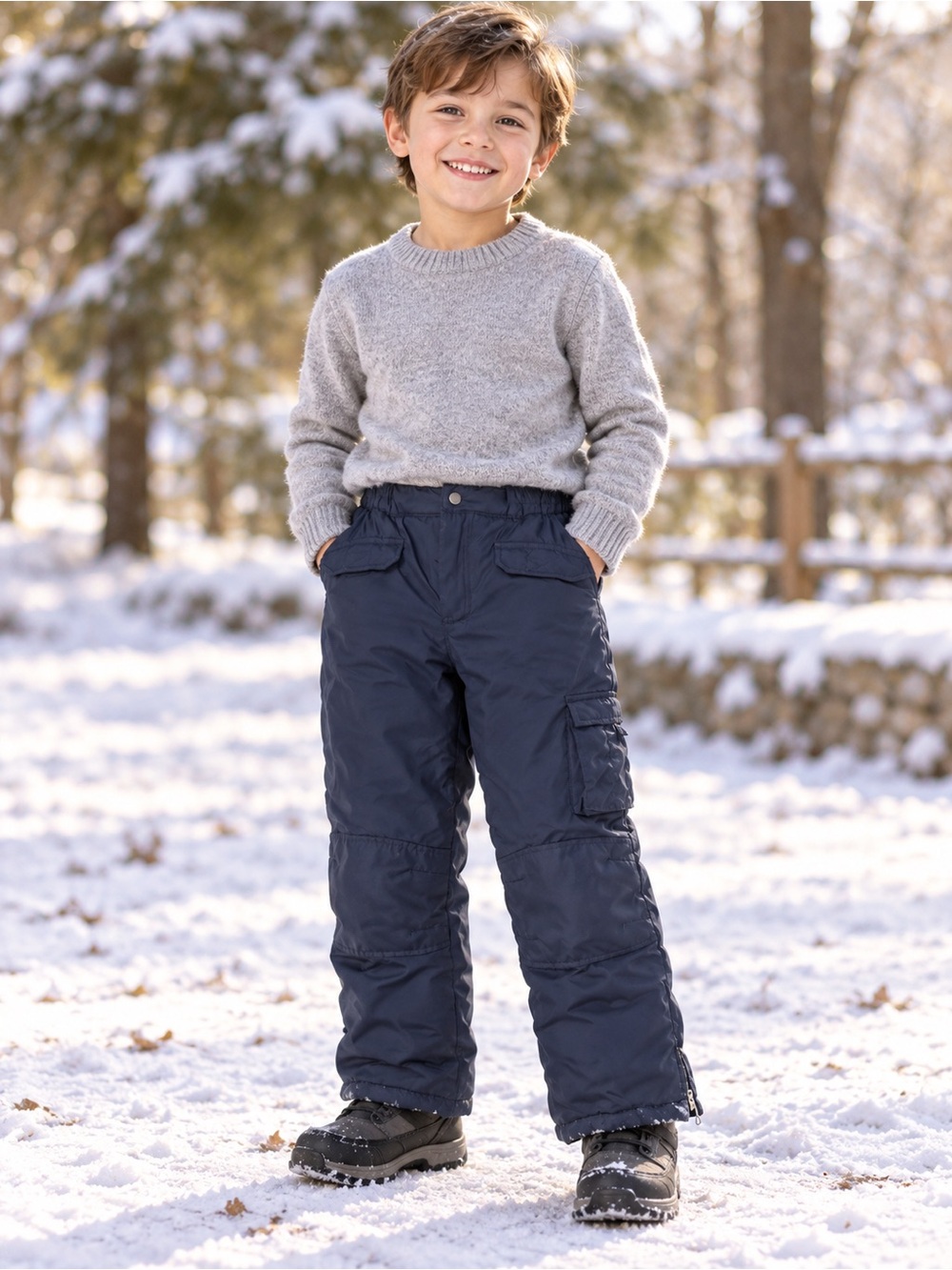 cherokee boys navy insulated snow pants size 6x/7